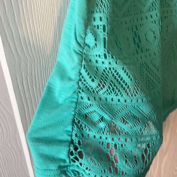 Vanity 2XL Mint Green Boho Lace Shirt - Picture 4 of 4
